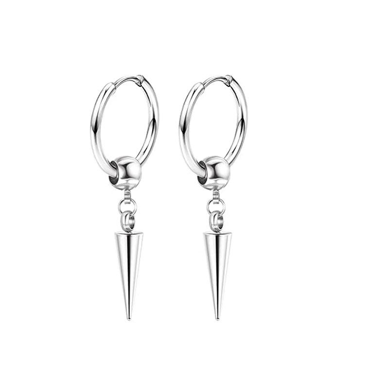 Black Series Titanium Steel Punk Style Earrings - Unisex, Korean Fashion, Unique Design