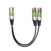 30cm audio kabel s antivibračním efektem, vyvážený přenos, zinková slitina, 2 v 1 XLR samec-XLR samice, audio prodlužovací kabel pro zvukovou konzoli