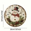Vintage Metal Tin Sign Snowman Wreath 8 Inch Wall Art Rustic Winter Holiday Decor For Christmas Home