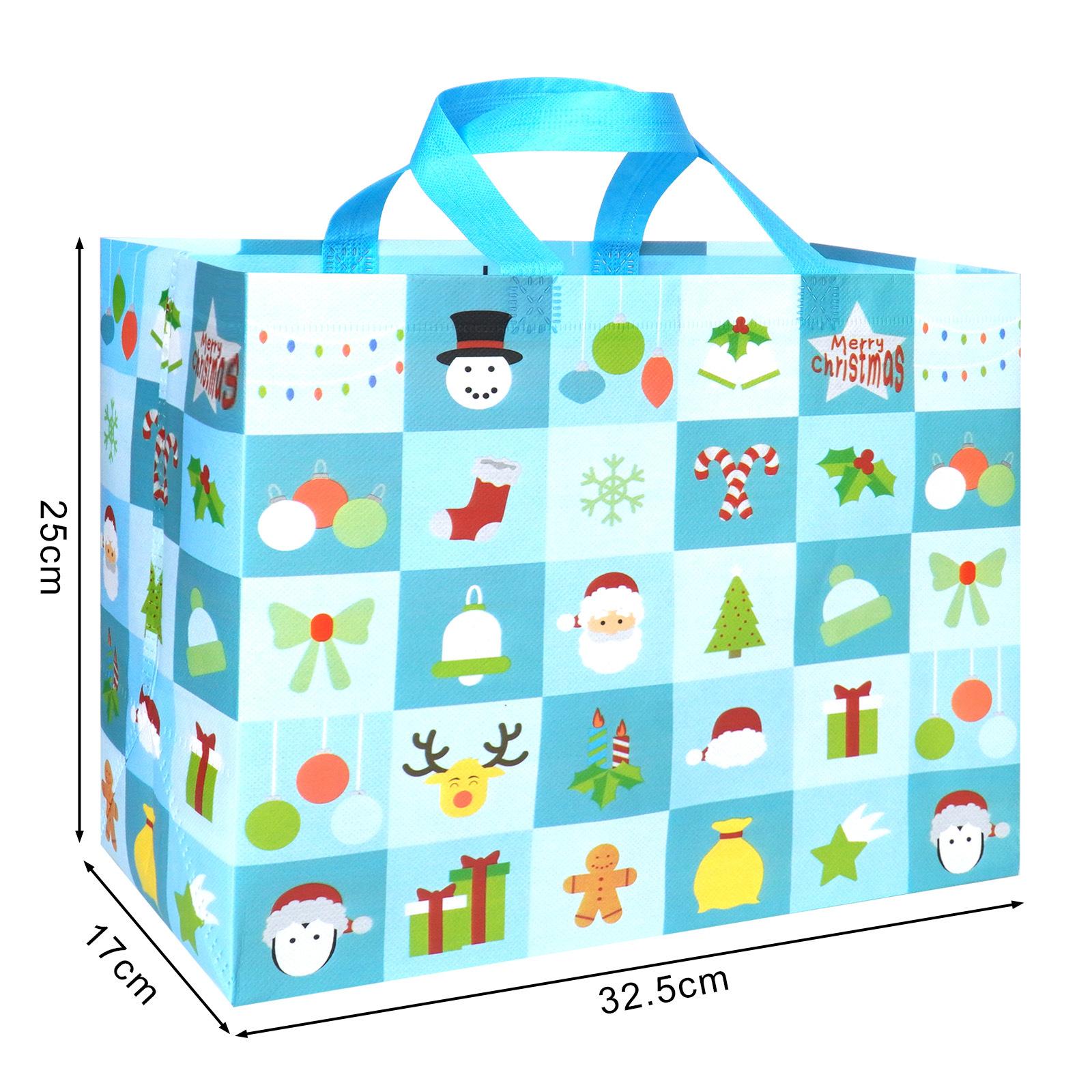 

Багаторазові неткані різдвяні подарункові пакети з ручками | Святкові сумки для покупок для новорічних та різдвяних вечірок, подарункова упаковка