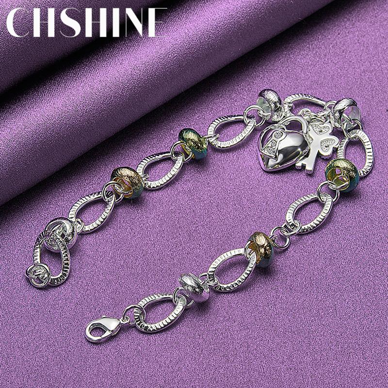 CHSHINE 925 Sterling Silver Key Lock Pendant Bracelet For Women Fashion Charm Jewelry