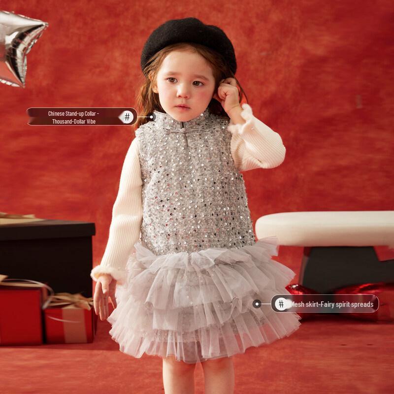 LUSON Baby Girls Sequin Princess Sleeveless Dress