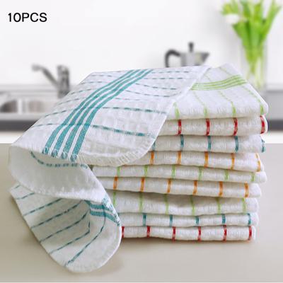 10pcs Cotton Waffle Scouring Pad for Household Kitchen Dish Towel and Rag 30*30cm