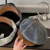 Japanese Suede Splicing Denim Newsboy Hat Women Wash Old Beret Retro Literary And Casual Painter Hat