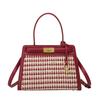 Rote Hochzeits Tasche 2024 neues Modell für Damen, Nischen Braut Tasche, Karomuster Pendler Kelly Tasche, Nischen Tragetasche