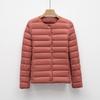 Luz de Inverno Jaqueta Simples Quente de Outono e Inverno Feminina de Gola Redonda Curta