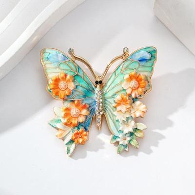 Vintage Big Flower Butterfly Brooches 5-Color Beautiful Insects Brooch For Women  Colorful Animal Pins Jewelry Gifts