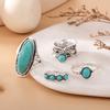 4Pcs Lady's Retro Ring - Bohemian Style Green Turquoise Finger Ring