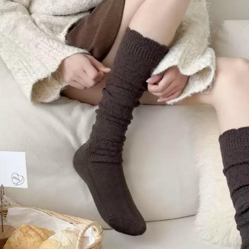 Vintage Hollow Wool Calf Socks Mid-Tube Stack Socks Are Warm With Boots Stockings Boot Socks