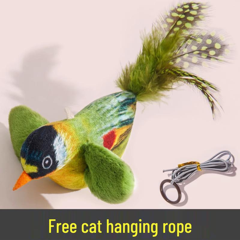 

Pet-Proof Bird Sound Teaser Stick: Bite-Resistant Cat Toy for Self-Play and Boredom Relief