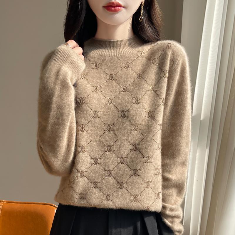 Women's Cashmere Sweater Qinghe Cashmere 30% Cashmere 70% Wool Autumn and Winter Pullover Warm and Fashionable