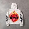 Mens Oversized Hooded Sweatshirt White Digital Print Streetwear Casual Long Sleeve