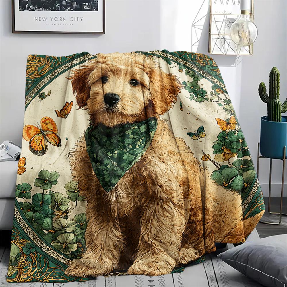 Koc Flanelowy z Nadrukiem Psów, Wysokiej Jakości, Wygodny na Wszystkie Pory Roku, Wystrój Domu, Ciepło i Komfort, Idealny na Prezenty Świąteczne