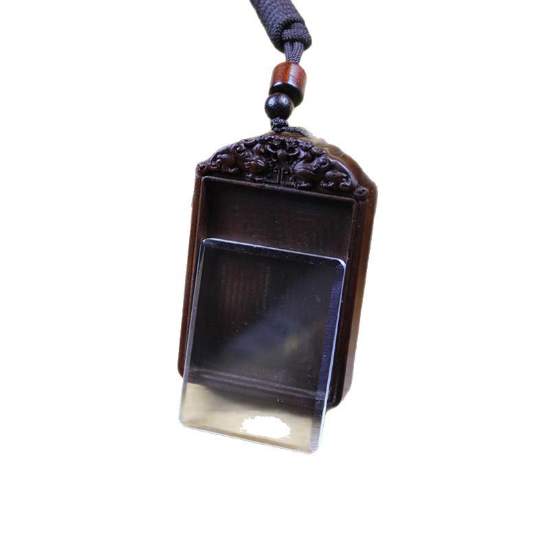 Handmade Lightning-Struck Jujube Wood Pendant Ghau Amulet Box with Pixiu Design