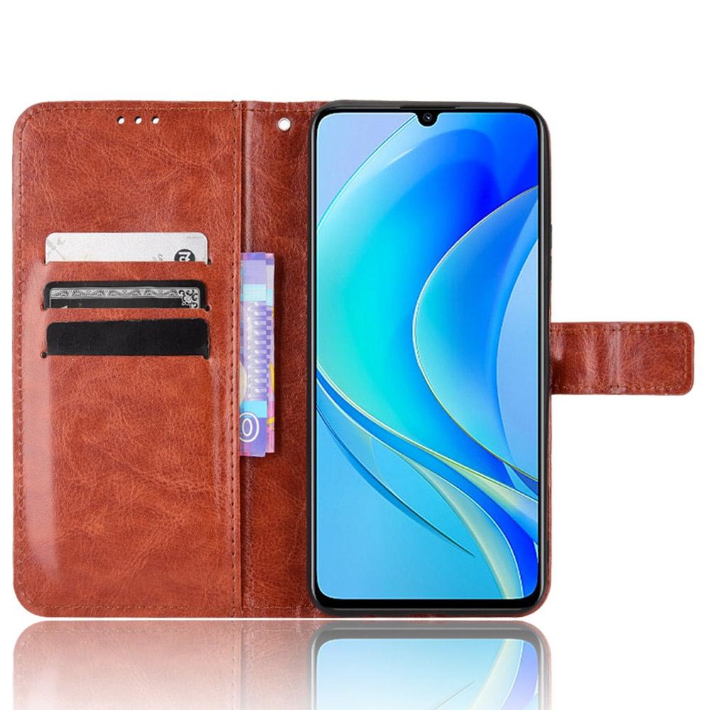 

Crazy Horse Texture Case for Huawei nova Y70 4G/nova Y70 Plus 4G,Stand Wallet Feature PU Leather Anti-scratch Phone Cover Shell Brown