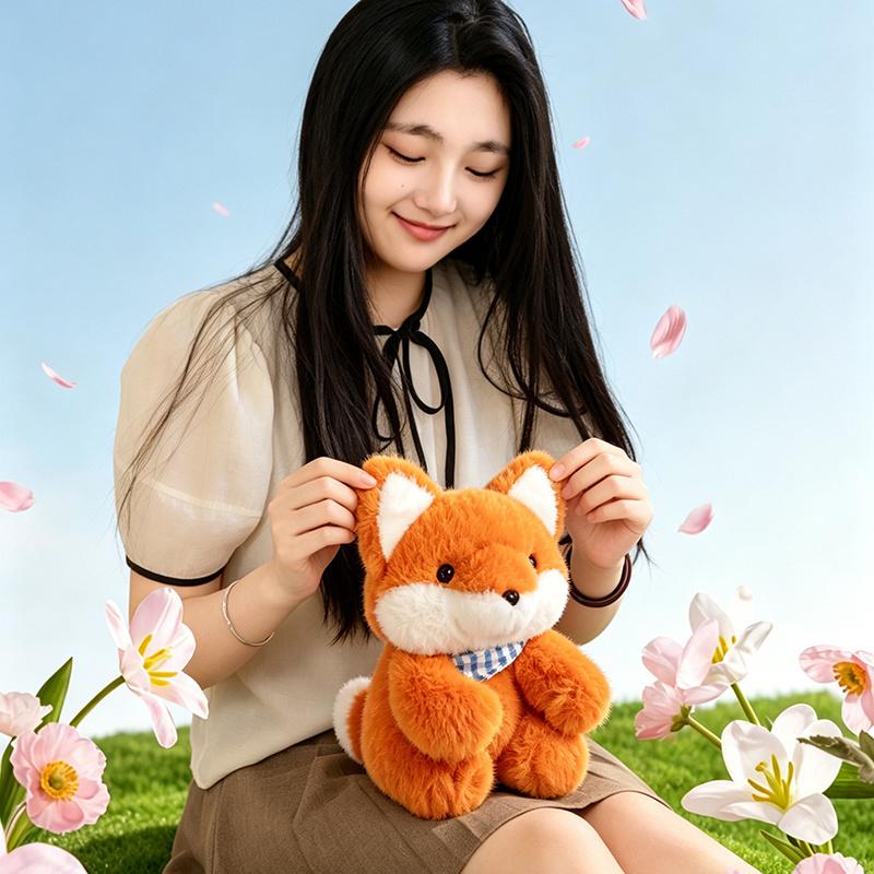 18cm Niedliche Plüschfuchs Begleiterpuppe Weiches Stofftier Kawaii Schlaftier Für Mädchenzimmer Dekoration Schreibtischdekoration Geschenk