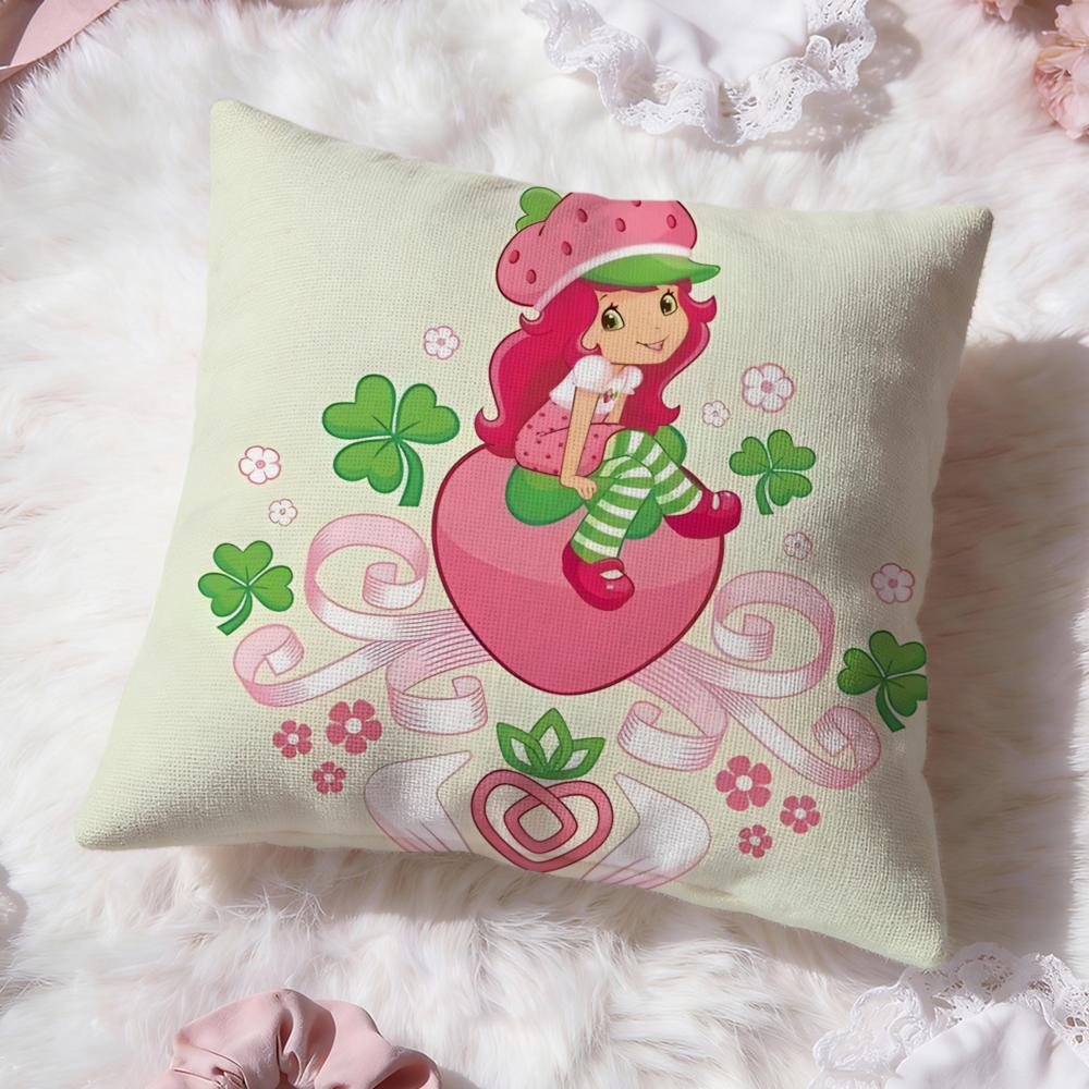 s-Strawberry Shortcake Cushion Cover Premium Comfort Reversible Pillow Cove -Two in One Design for Any Room & Car Interior