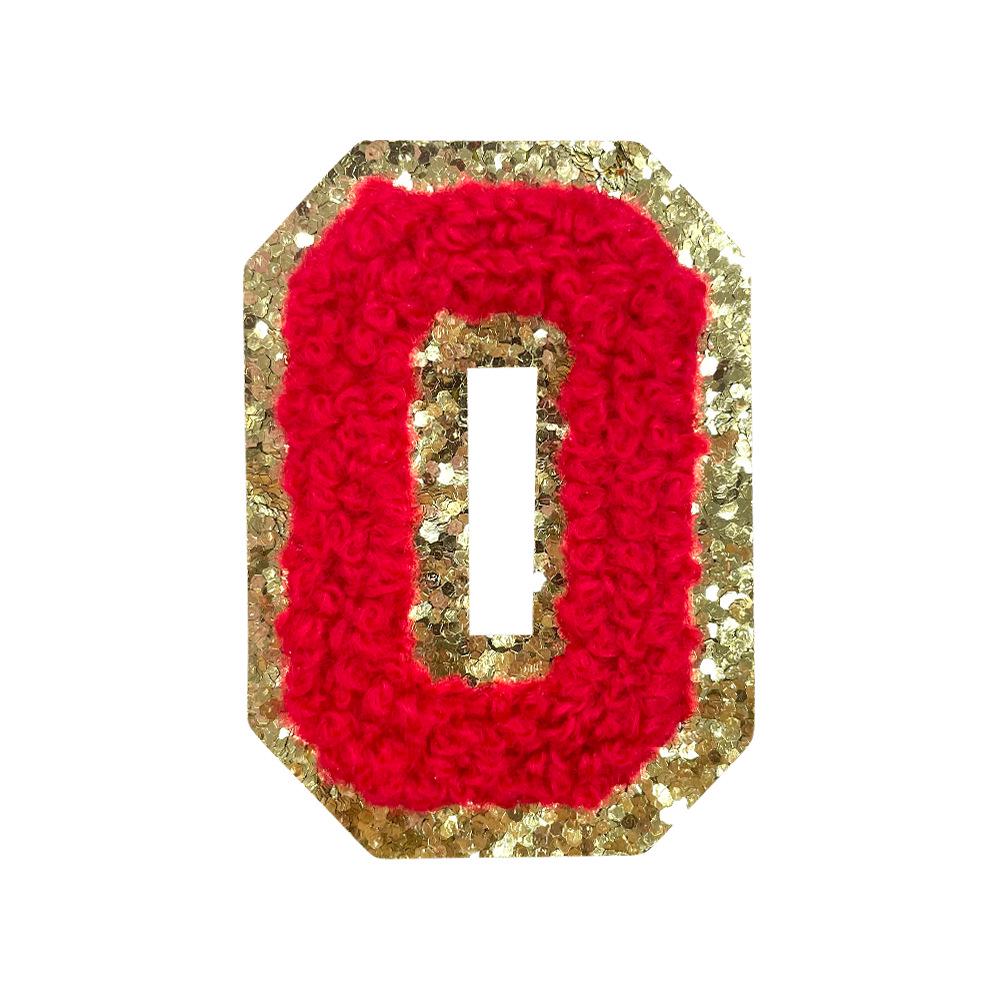 Red A-Z Chenille Embroidery Letter Patches, 5cm Self-Adhesive for DIY Clothing.