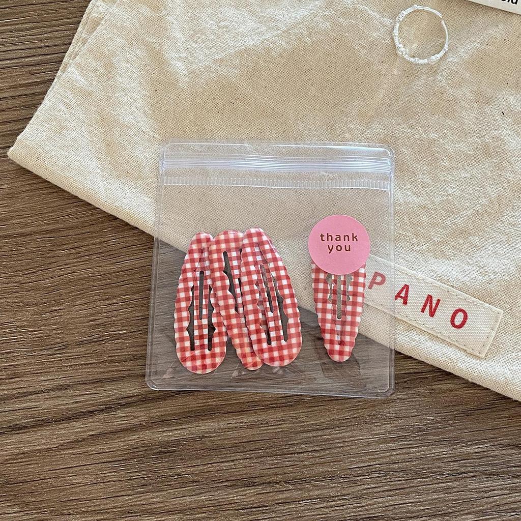 4Pcs/bag Sweet Cute Plaid Water Drops BB Clip College Style Young Students Women Girls Broken Hair Clip Fringe Bangs Hairpin