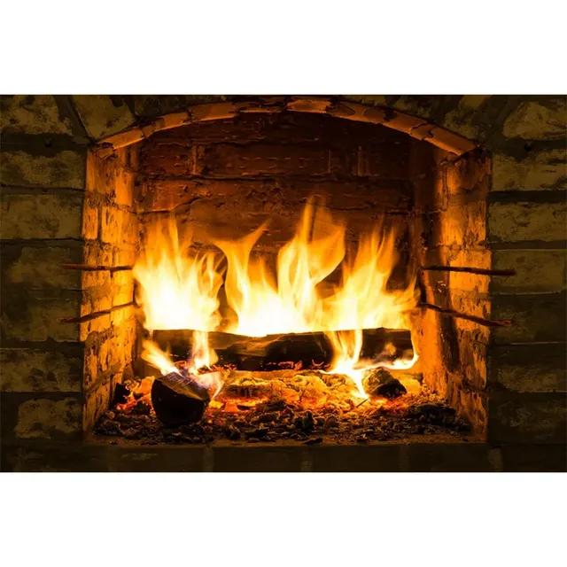 

Різдвяний фон для каміна Фотографія Вінтажна арка Цегляна піч Полум я Домашня вечірка Прикраса Студійний фотофон 120x80cm