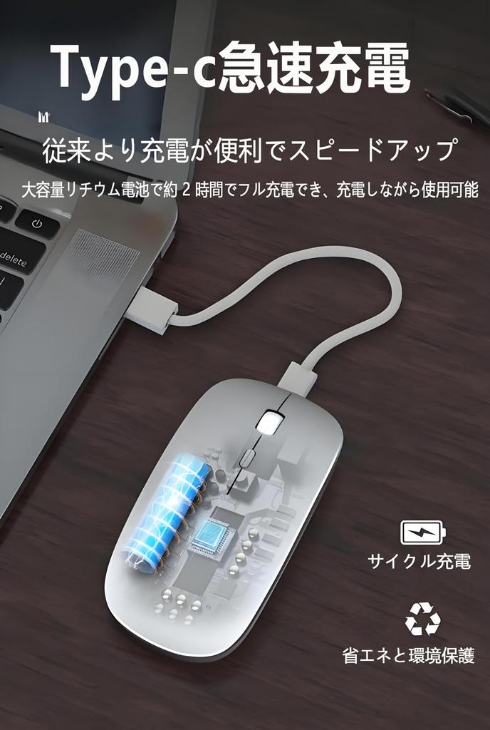 Wireless Mouse for Rechargeable High High Quiet DPI Easy To Easy Compatible with and MacBook [New 2025, Ultra-Slim & Type-C] Bluetooth, Precision,