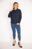 Damen Stil Übergröße Sweatshirt Plus Size Marineblau Raglanärmel Saum Ösenspitze Sweatshirt