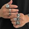 KunJoe 7Pcs/Set Punk Style Poker Watch Rings for Men Hip Hop Irregular Geometry Stars Knuckle Ring Street Jewelry Accessories