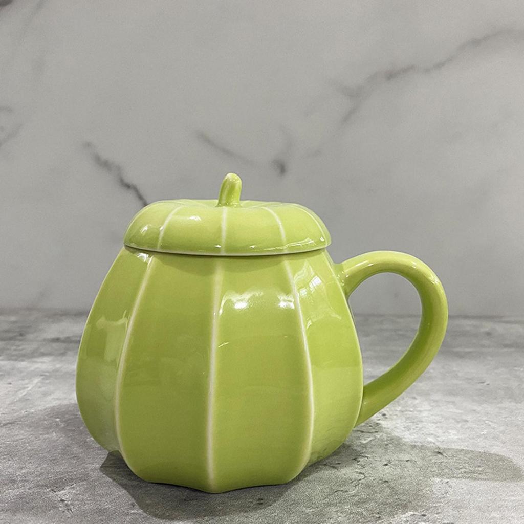 Pumpkin Shaped Mug Halloween Mug 240ml Ceramic Lovely Coffee Mugs With Lid Pumpkin Shaped Tea Milk Cup Giftable Halloween Mug