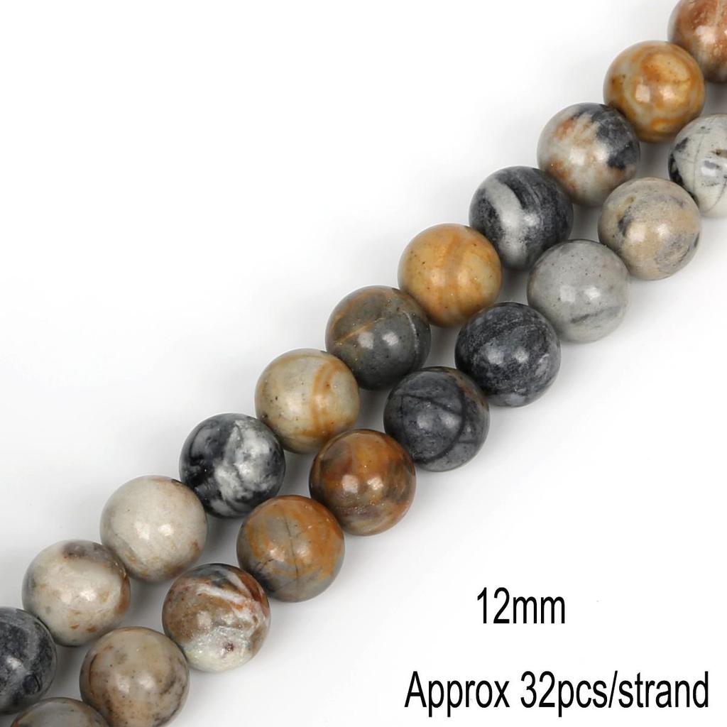 4/6/8/10/12mm Natursteinperlen Rund Wunderschön Matt Picasso Lose Perlen Für DIY Schmuckherstellung Halskette Armband