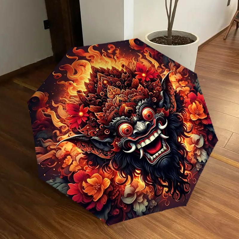 

1pc Barong Mask Automatic Open/Close Umbrella, Folding Compact Umbrella with Lightweight Design for Women/Men yy251011040
