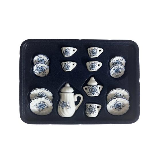 1:12 Miniature Ceramic Tea Set Gold Edge Collection Realistic Mini Teapot Cups And Saucers Micro Scene Decor for DIY Projects Collectors Kids