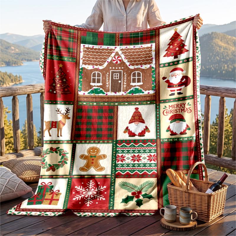 Christmas Flannel Throw Blanket Soft Warm Cozy For Sofa Bed Indoor Home Use Great Holiday Gift