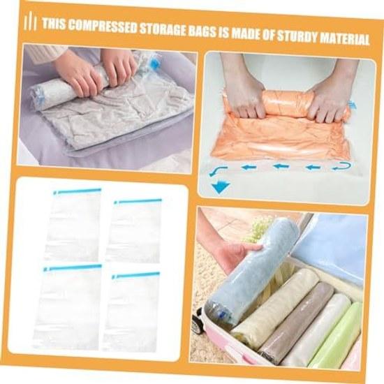 No brand item 10 pieces vacuum compression bags compressible packing cubes storage organizer travel luggage sealer space saver foldable Pe