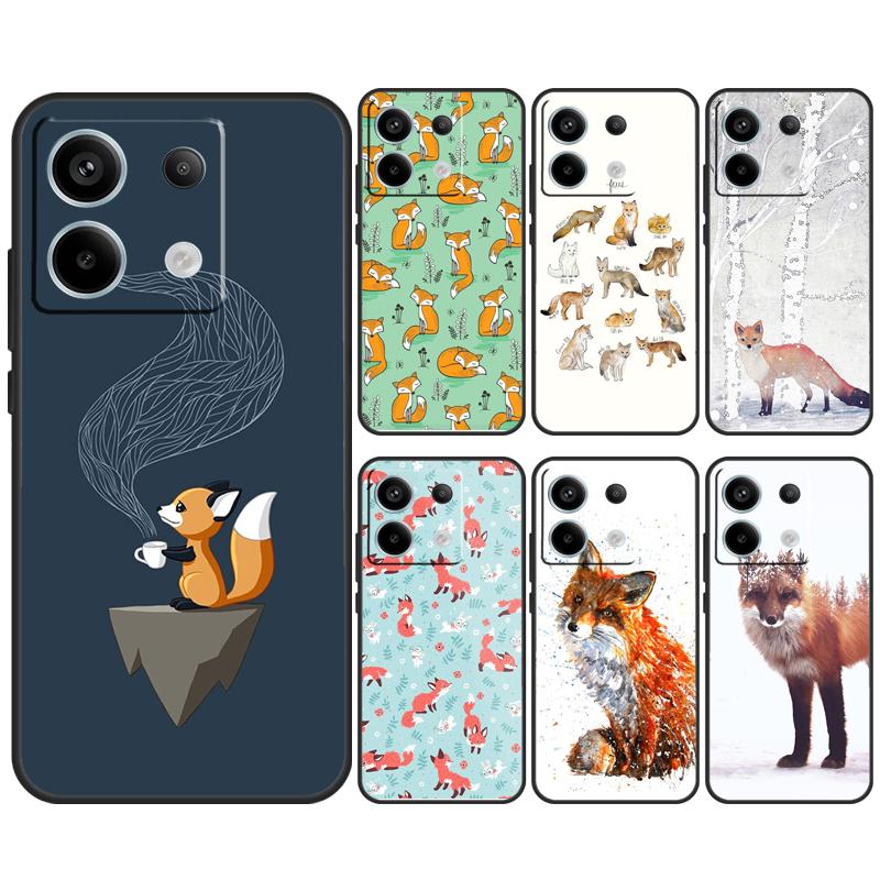 Fox Animal Pattern Case for Xiaomi Redmi 13C 12C 10C 10A 9C Note 12 13 10 8 9 11 Pro 12S 10S 11S Phone Cover