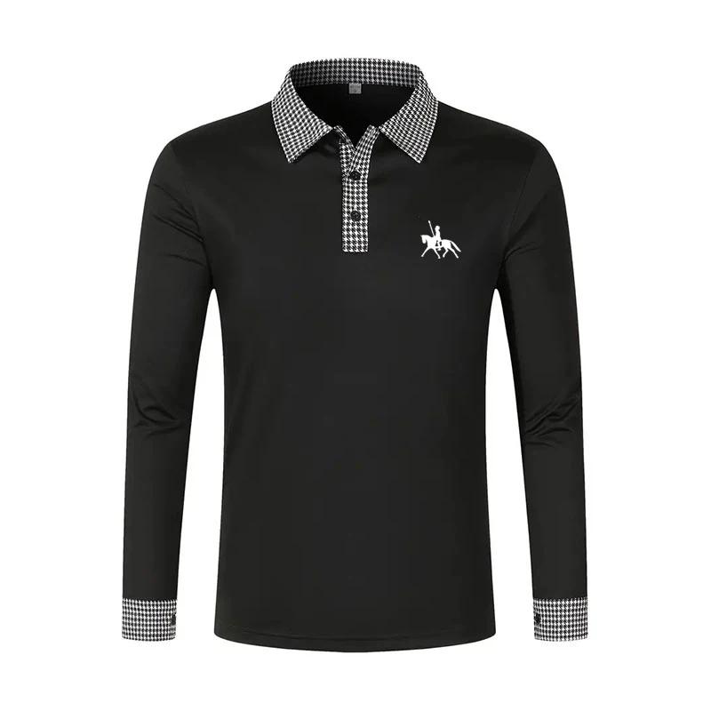 Spring And Autumn Men'S Long Sleeve Polo Shirt Classic Business Office T-Shirt Male Street Casual Fashion Solid Color Top