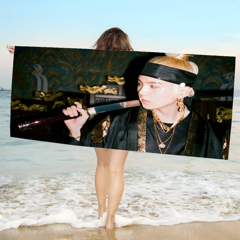 S-Suga Kpop A-Agust D Microfiber Printed Beach Towel Mountain Climbing Yoga Beach Swimming Running Absorbent Soft Towel