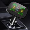 Tire Pressure Monitoring System Cigarette Lighter Tyre Temperature Monitor Wireless TPMS for Car SUV Sedan