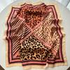 Luxury Square Scarf For Women Fashion Ladies Leopard Print HijabElegant Neckerchief Bandanas Soft Stain Faux Silk Scarves Shawl