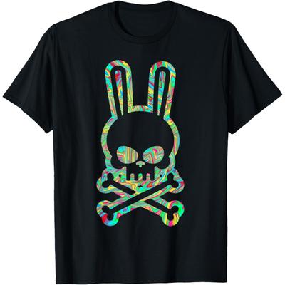 T-shirt amusant Lapin de Pâques Rétro Tie Dye crâne de lapin Os croisés