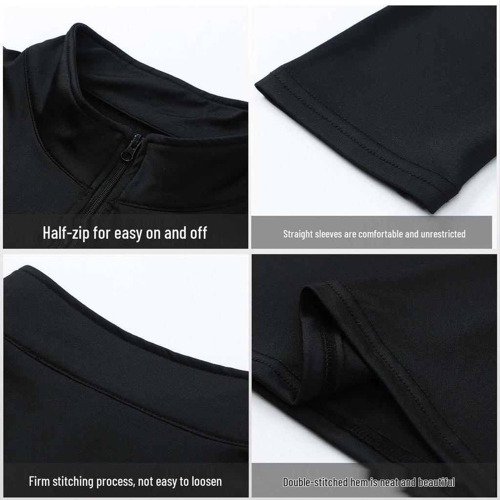 Men's Quick-Dry Elastic Stand Collar Sports Base Layer for Running, Cycling & Skiing