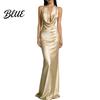 Retro-Stil Kleid Damen Sexy Rückenfrei Maxikleid Tiefes V-Ausschnitt Ärmellos Weich