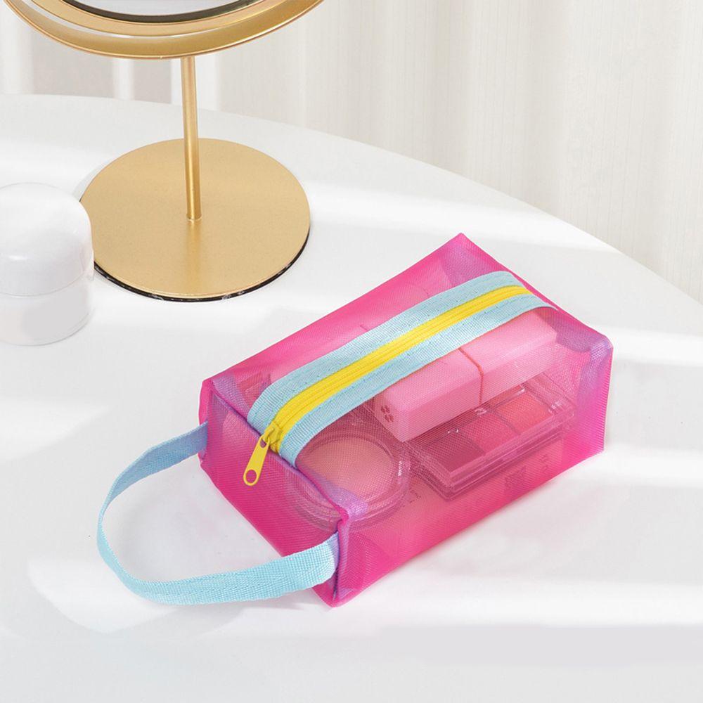 Storage Organizer Makeup Brushes Lipstick Zipper Make Up Box Cosmetic Bag Toiletry bags Makeup Bags S розовый