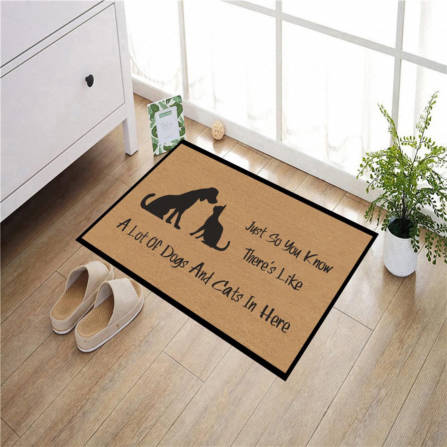 Er zijn hier veel Honden en Katten Deurmat Rubber Badkamer Keukenmat Tuin Garage Deur Vloermat Antislip Tapijt 76cmx46cm