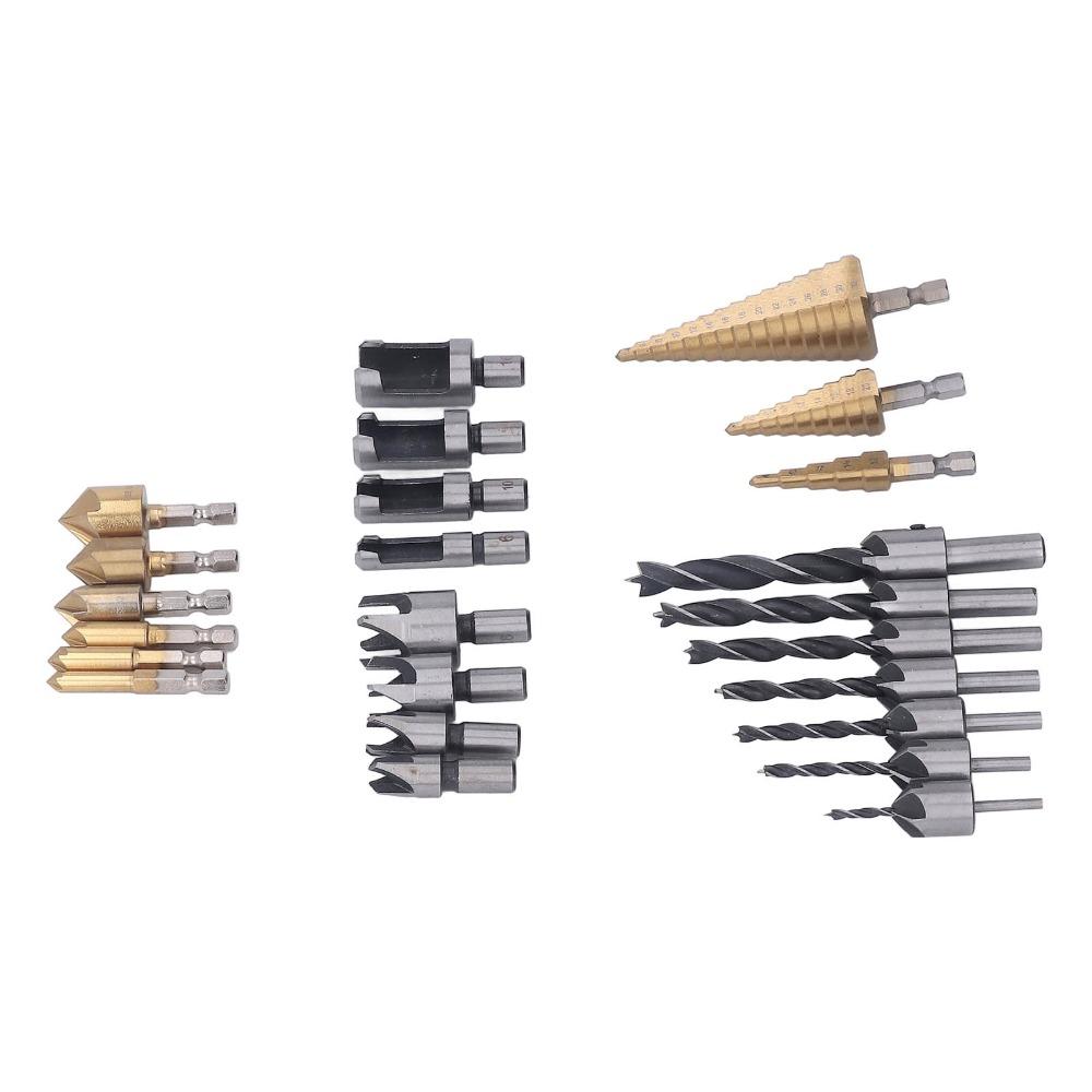 26pcs 6-Piece Countersink Bit Chamfer Drill Bit Set Wood Plug Cutter Set  Woodworking Projects
