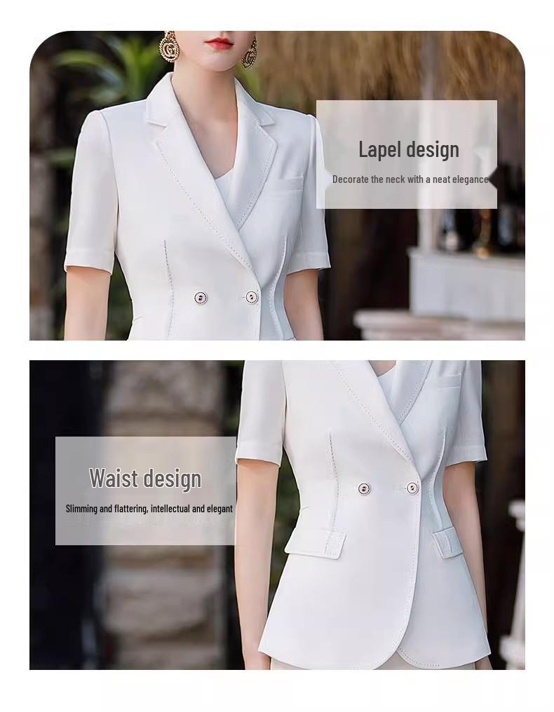Summer White Short Sleeve Professional Suit - Goddess Style Workwear