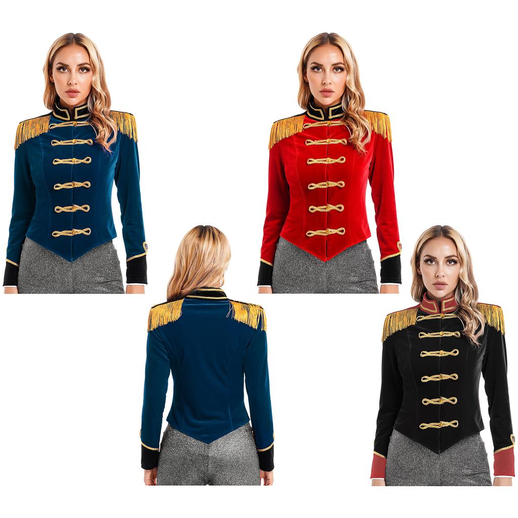 Women Ringmaster Costume Ringleader Jacket Coat Circus Trainer Halloween Costumes Cosplay