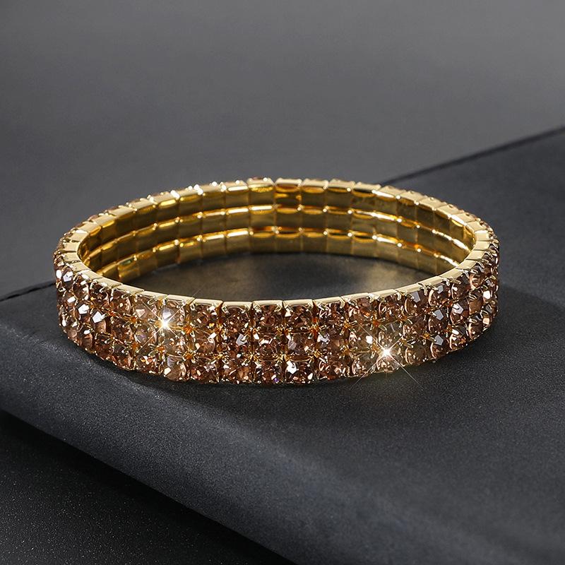 Crystal bracelet full diamond single row elastic bracelet bridal versatile rhinestone bracelet claw chain diamond bracelet women