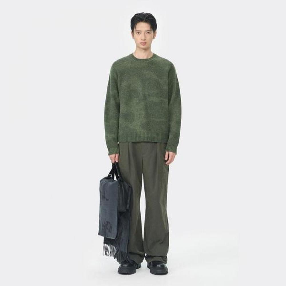 Customellow Round Neck Sweater Green Stain Printed Cwwaw25803grx Green/S