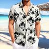 Men Cotton Short Sleeve Floral Shirt Fashion Casual Printed Blouse Men Trendy Loose Streetwear Shirts Breathable Tops for Guys