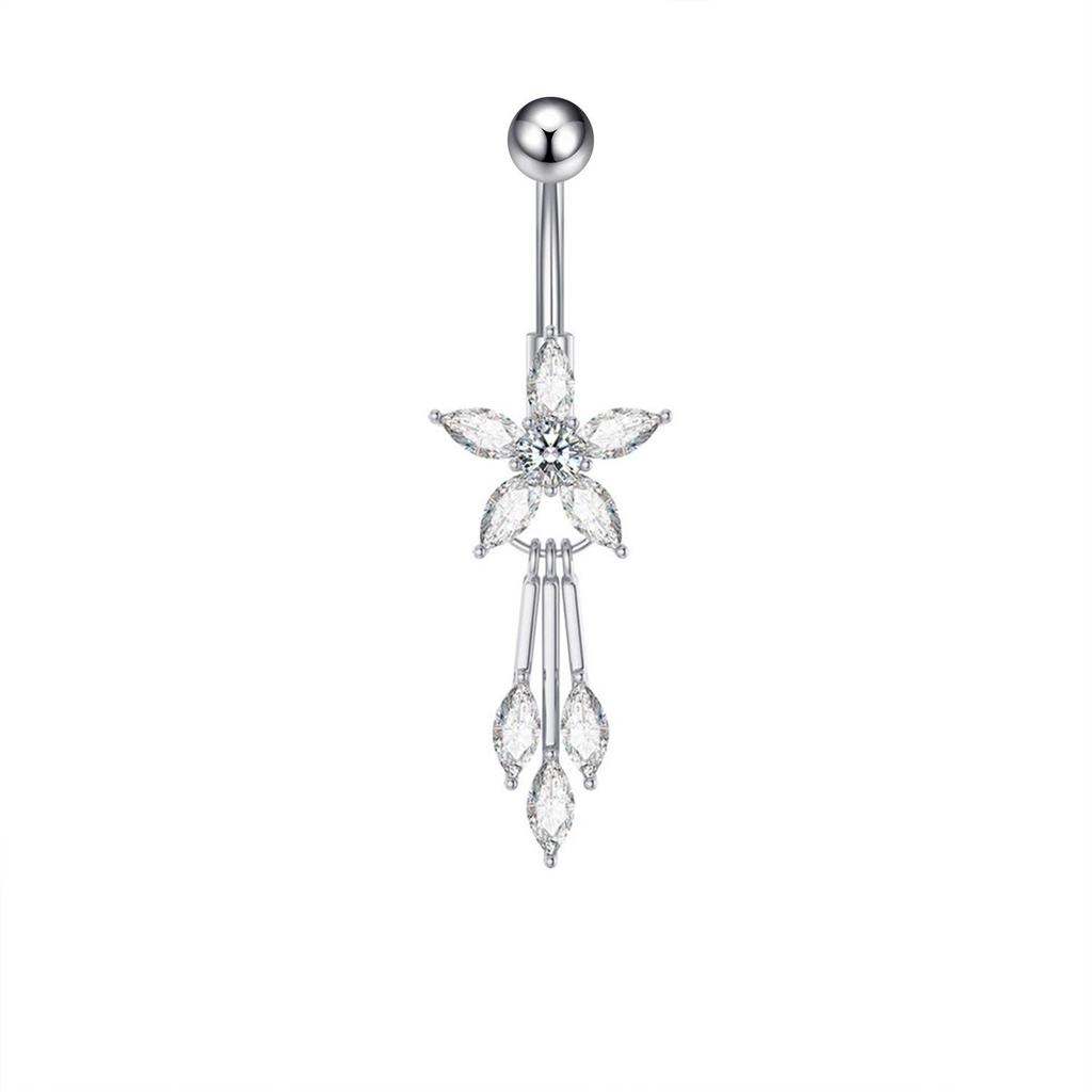 Evropský a americký měděný zirkonový květinový prsten do pupíku